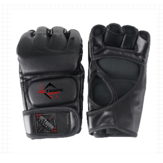 Octagon Spirit MMA Half-Finger Fighting Gloves – Premium Black Tiger Design for Muay Thai, Boxing, Kickboxing, and MMA Training"